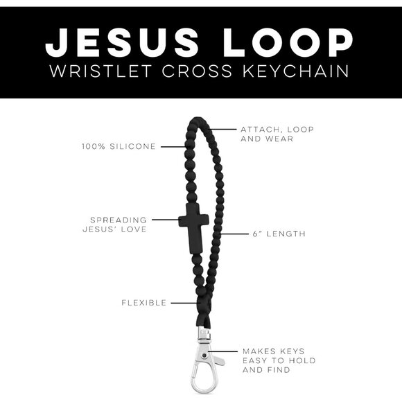 Christian Cross Keychain Wristlet Silicone Faith Gift for Women - Picture 2 of 5